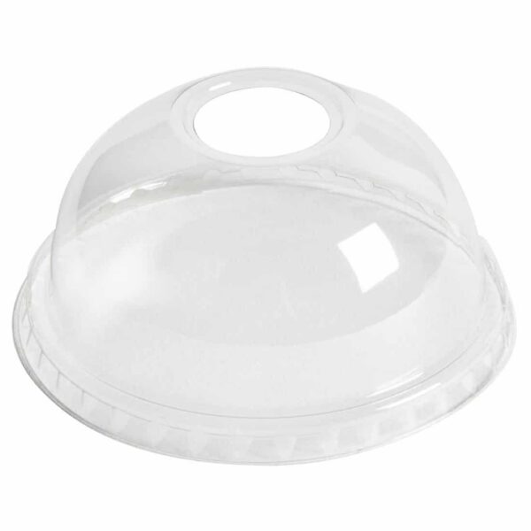 Clear rPET Dome Lid with Hole 95mm (800 pack)