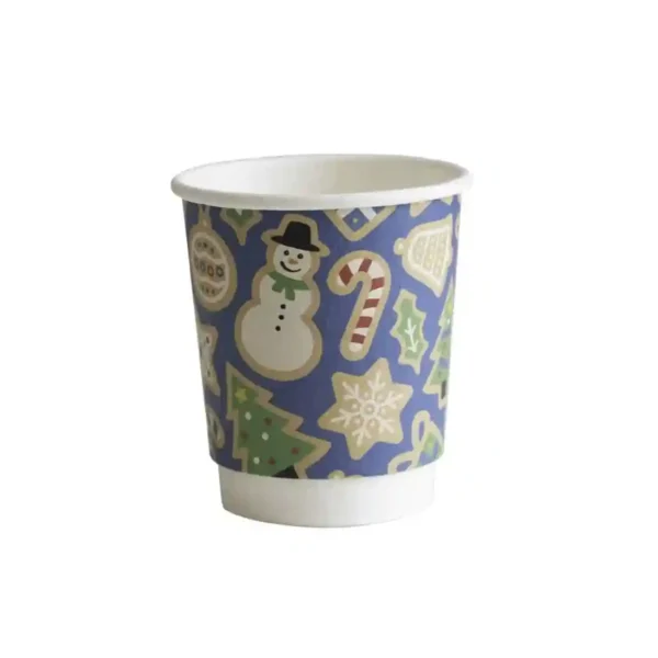 Vegware Double Wall Blue Christmas Cup 79-Series 8oz (Pack of 500) - Image 1