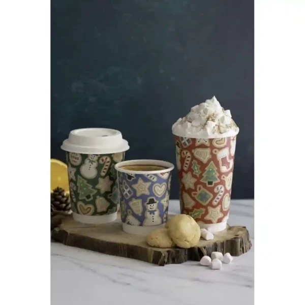 Vegware Double Wall Green Christmas Cup 89-Series 12oz (Pack of 500) - Image 2