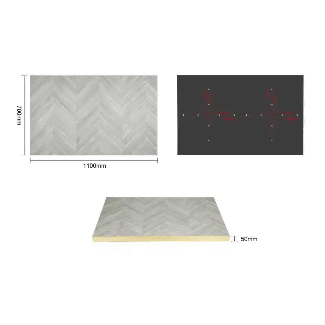 Bolero Rectangular Table Top Chevron Design 1100mm x 700mm - Image 6