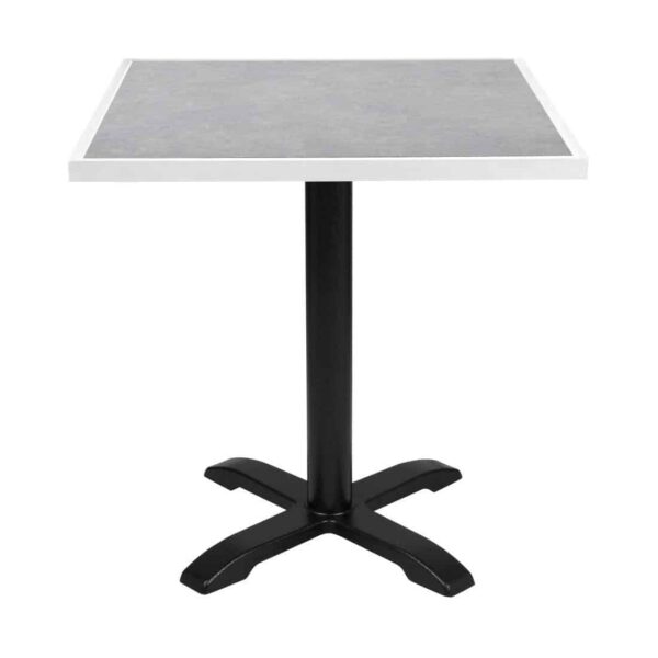 Bolero Light Grey Stone Effect Outdoor Tempered Glass Table Top White Trim 700mm - Image 5