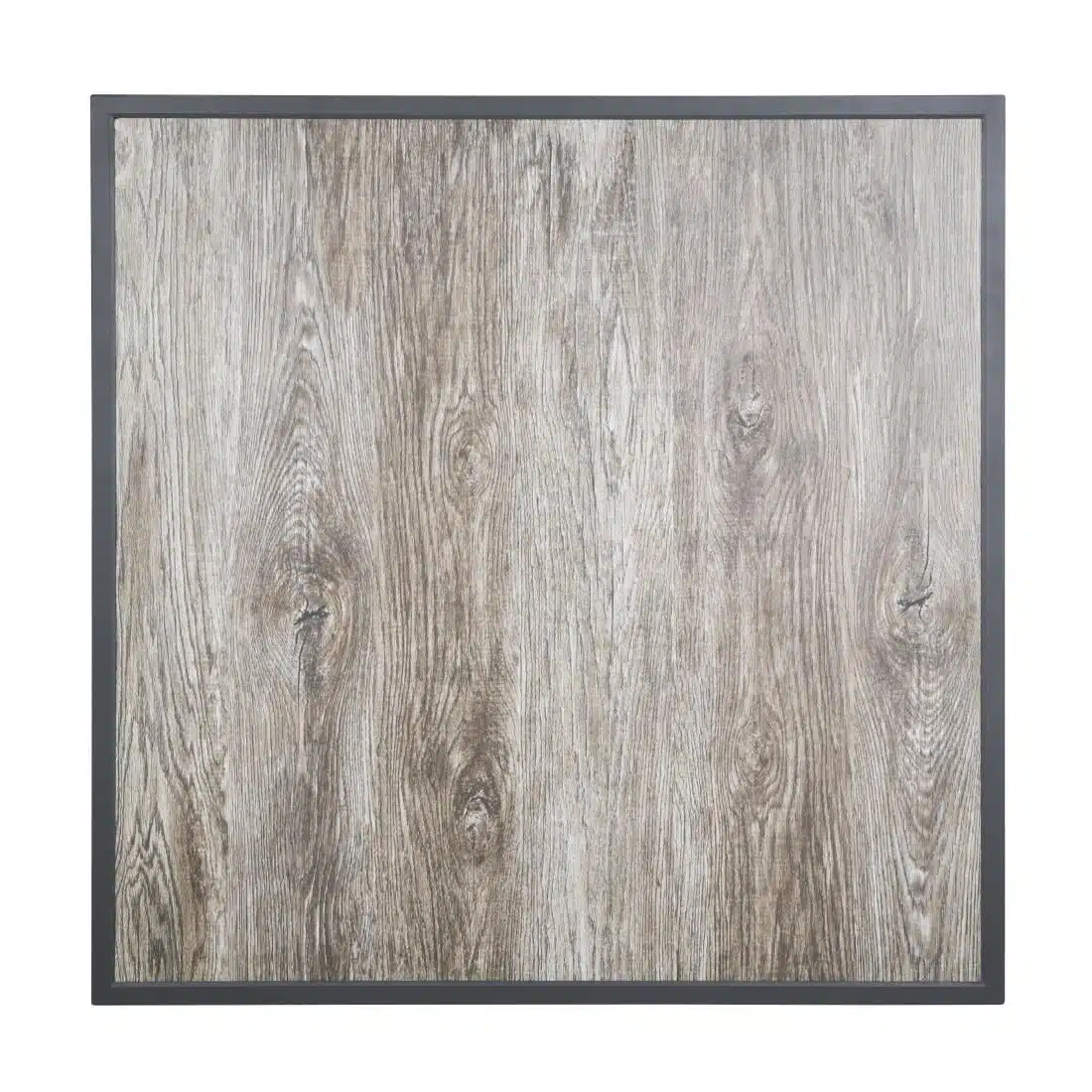 Bolero Wood Grain Effect Outdoor Tempered Glass Table Top Grey Trim 700mm - Image 2