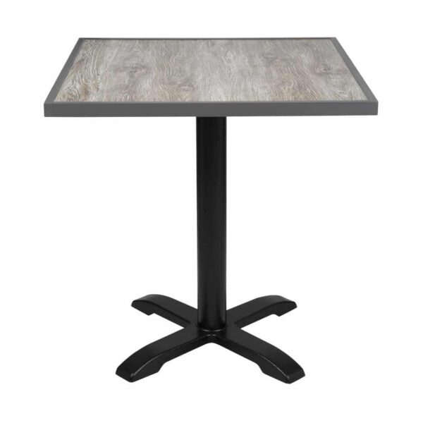 Bolero Wood Grain Effect Outdoor Tempered Glass Table Top Grey Trim 700mm - Image 5