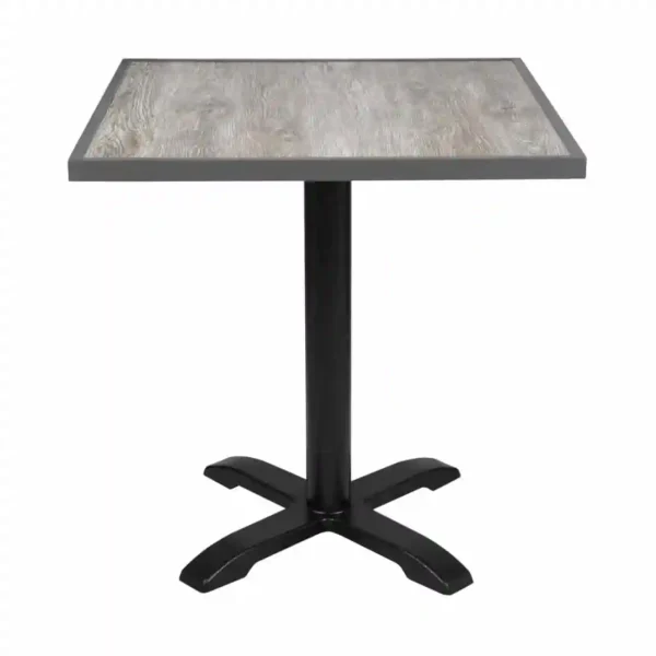 Bolero Wood Grain Effect Outdoor Tempered Glass Table Top Grey Trim 700mm - Image 5