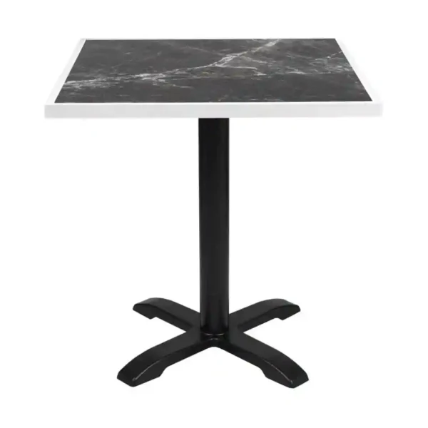 Bolero Dark Granite Effect Outdoor Tempered Glass Table Top White Trim 700mm - Image 5