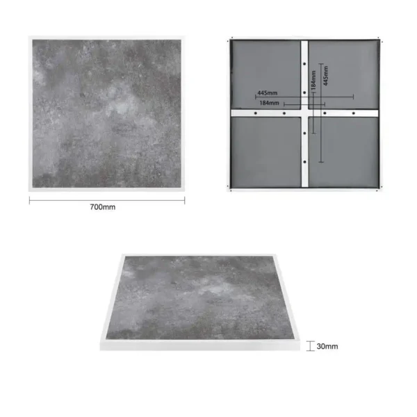 Bolero Dark Stone Effect Outdoor Tempered Glass Table Top White Trim - 700mm - Image 6