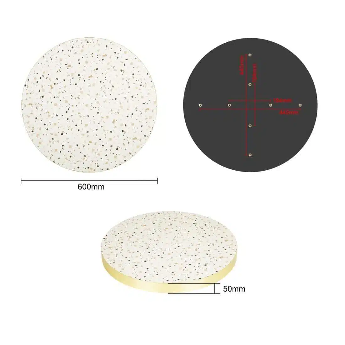 Bolero Terrazzo Style Round Table Top 600mm - Image 5
