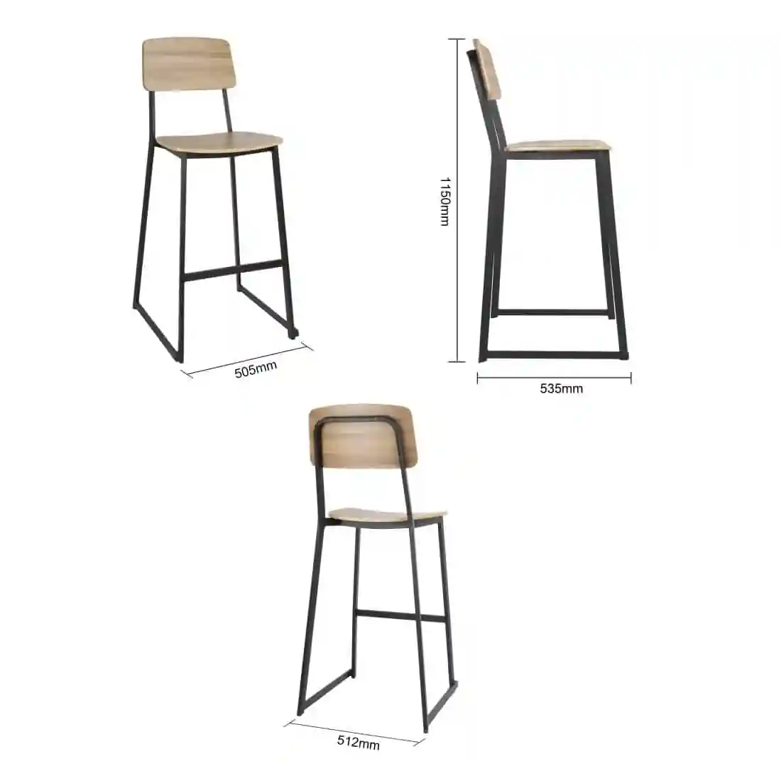 Bolero Beaufort Wooden Interior High Stools (Pack of 2) - Image 6