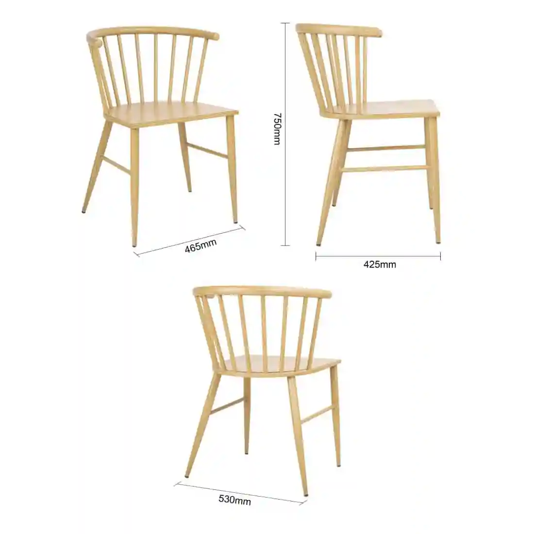 Bolero Harrowdene Metal Side Chairs Wood Effect (Pack of 2) - Image 6