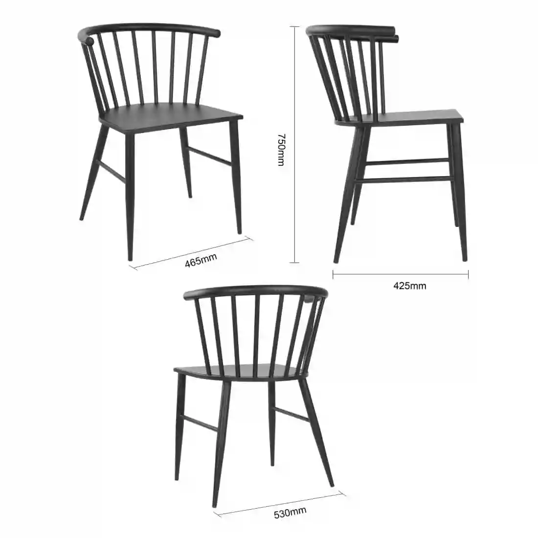 Bolero Harrowdene Black Spindle Chairs (Pack of 2) - Image 6