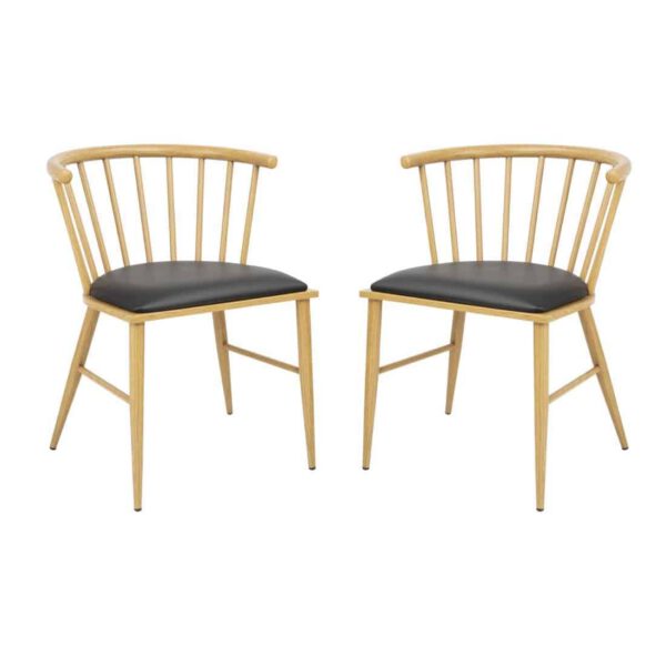 Bolero Harrowdene Padded Metal Side Chairs Wood Effect (Pack of 2) - Image 7