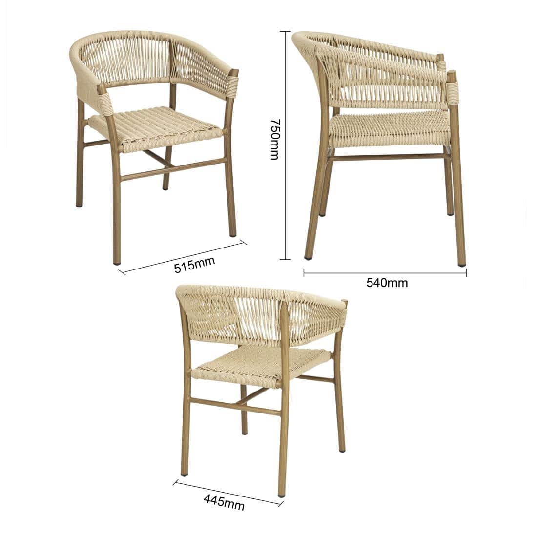 Bolero Florence Natural Rope Twist Wicker Chairs (Pack of 2) - Image 7