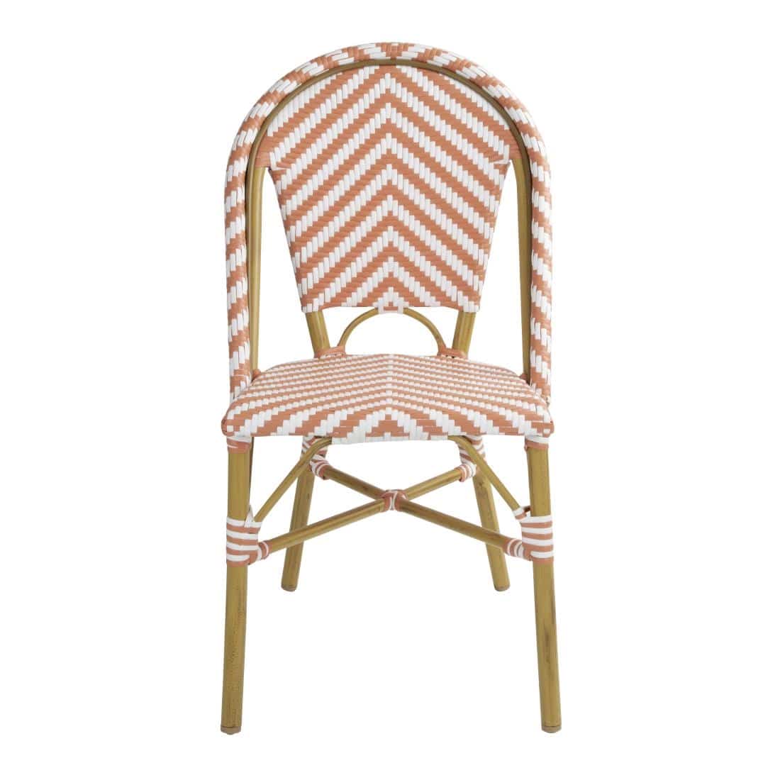 Bolero Parisian Style Rattan Side Chair Coral (Pack of 2) - Image 3