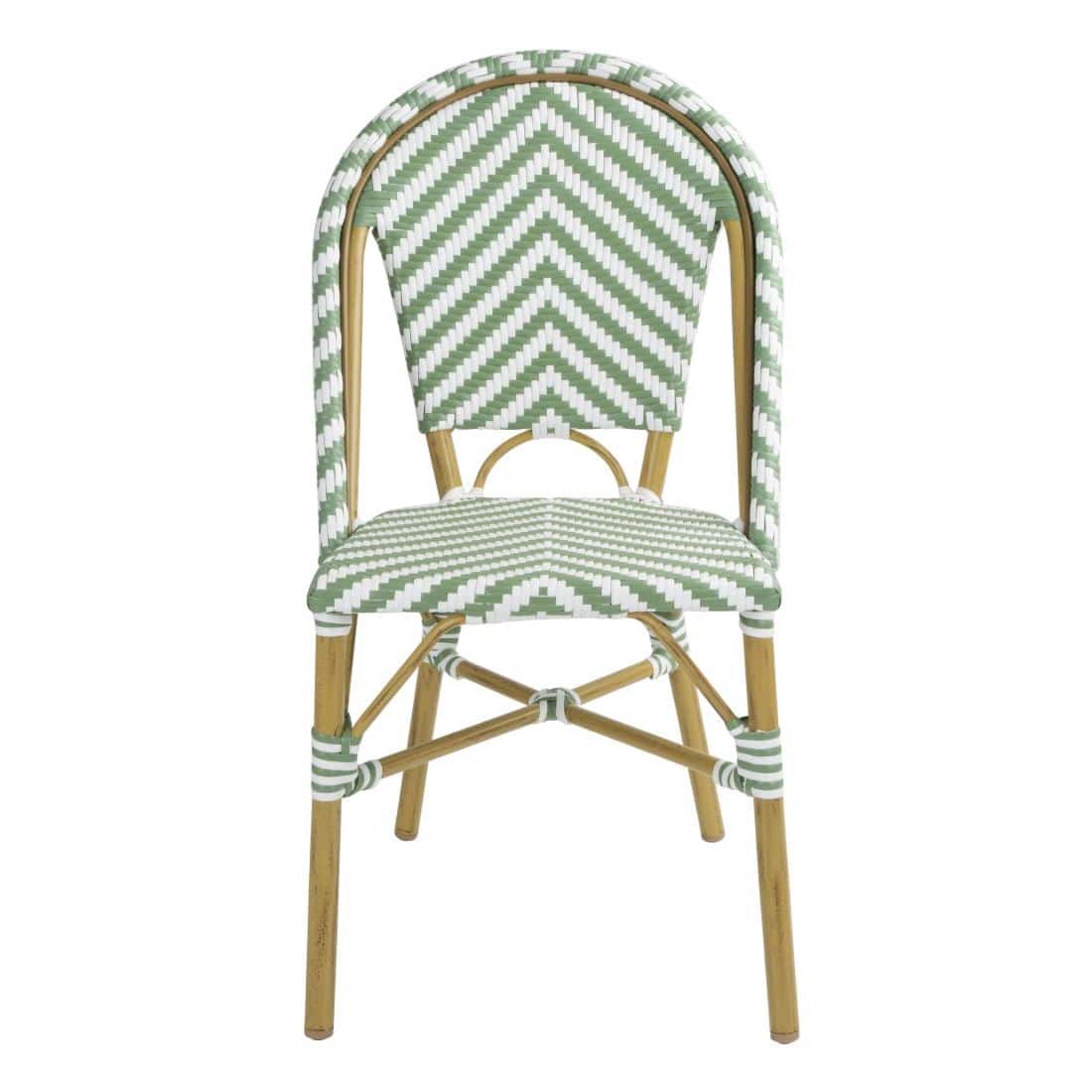 Bolero Parisian Style Rattan Side Chair Light Green (Pack of 2) - Image 3