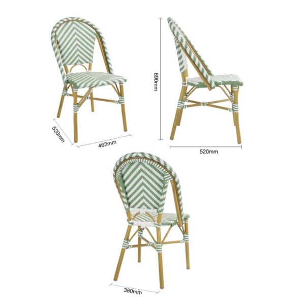 Bolero Parisian Style Rattan Side Chair Light Green (Pack of 2) - Image 7