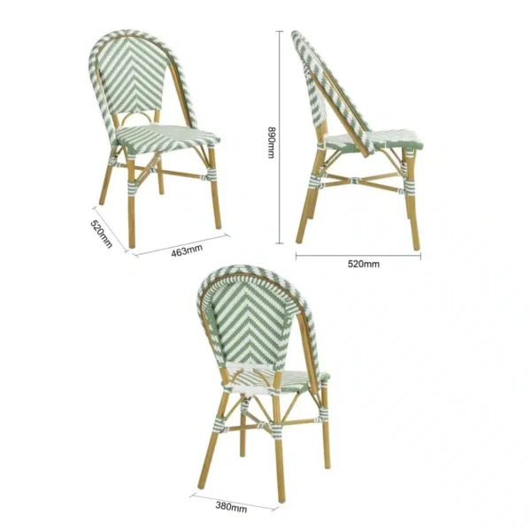 Bolero Parisian Style Rattan Side Chair Light Green (Pack of 2) - Image 7