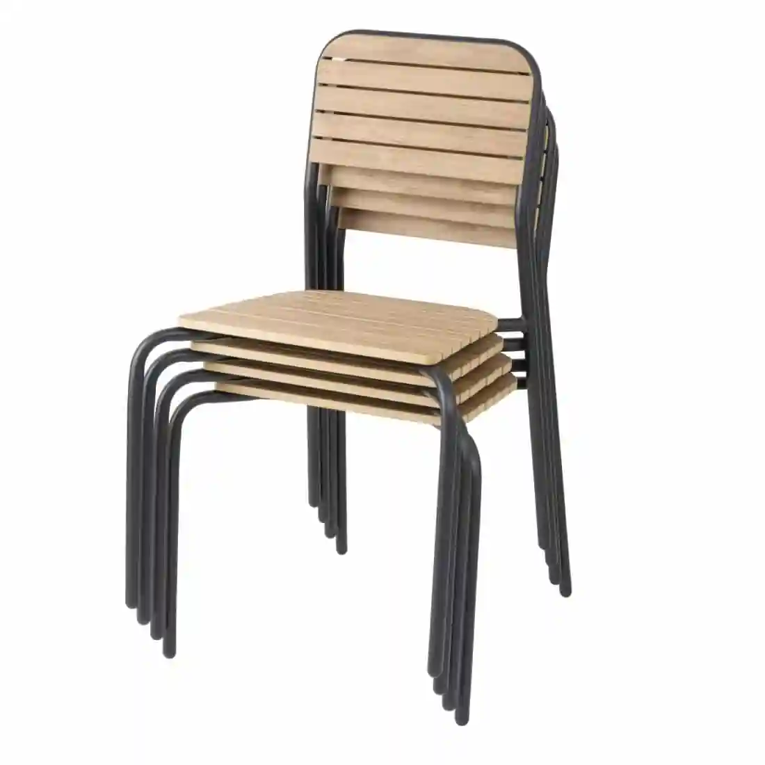 Bolero Santorini Wood Effect Outdoor Chairs (Pack of 4) - Image 4