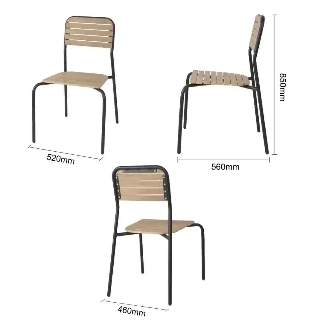 Bolero Santorini Wood Effect Outdoor Chairs (Pack of 4) - Image 7