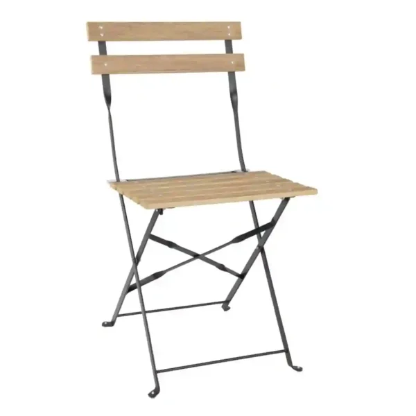 Bolero Perth Pavement Style Folding Chairs Wood Effect (Pack of 2) - Image 1