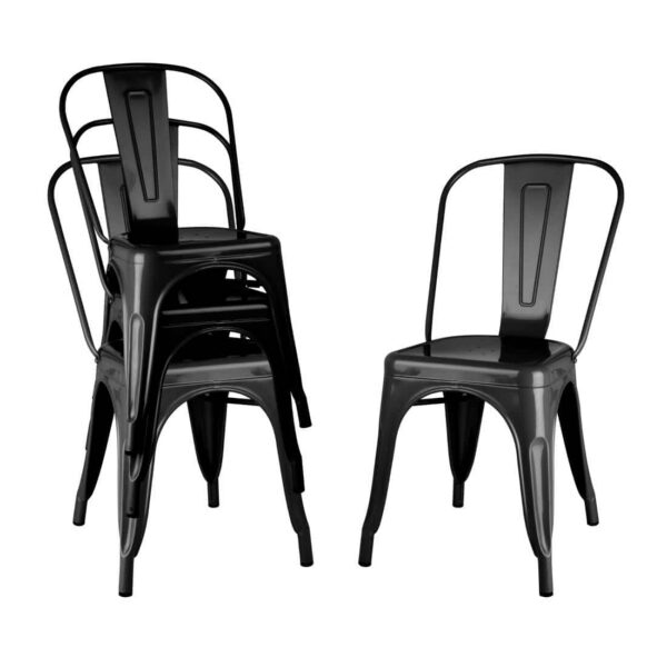 Bolero Bistro Steel Side Chairs Black (Pack of 4) - Image 5