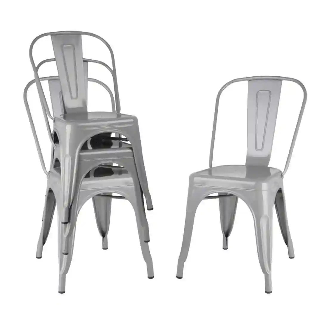 Bolero Bistro Steel Side Chairs Grey (Pack of 4) - Image 5