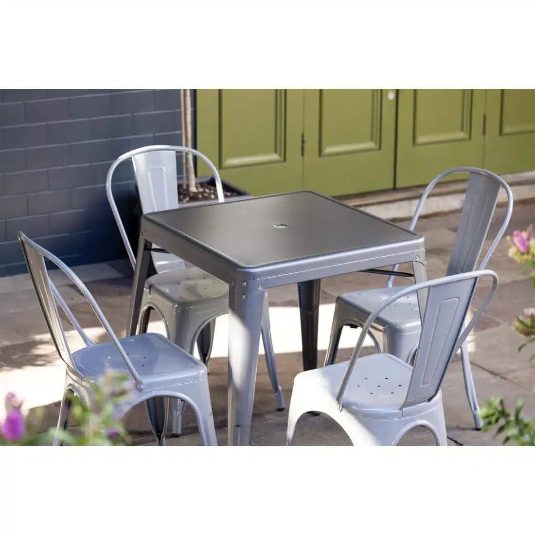 Bolero Bistro Steel Side Chairs Grey (Pack of 4) - Image 8