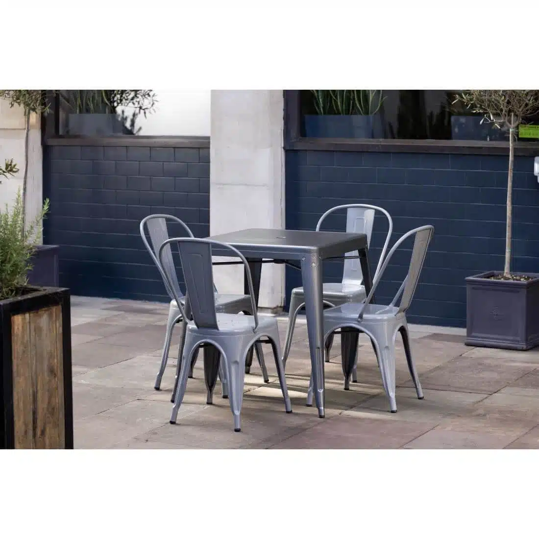 Bolero Bistro Steel Side Chairs Grey (Pack of 4) - Image 9