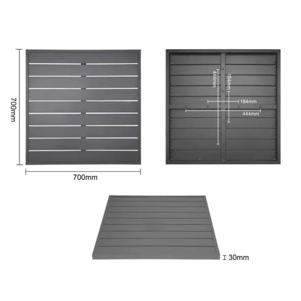 Bolero Aluminium Square Table Top Dark Grey 700mm - Image 5