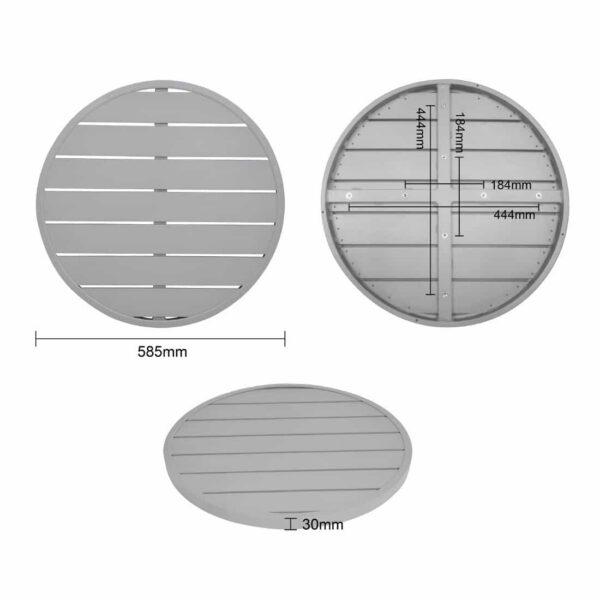 Bolero Aluminium Round Table Top Light Grey 580mm - Image 5
