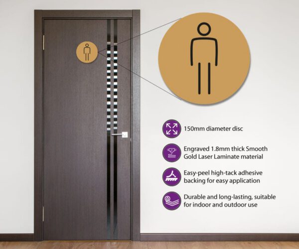 Gents Toilet Door Symbol. 150mm - Image 3