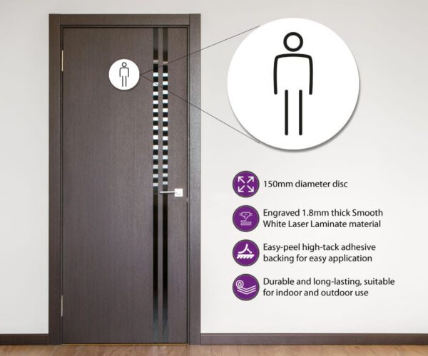 Gents Toilet Door Symbol. 150mm - Image 4