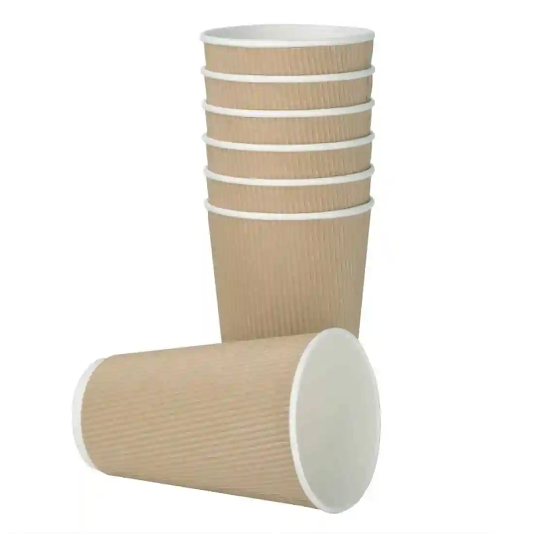 Fiesta Recyclable Coffee Cups Ripple Wall Kraft 455ml / 16oz (Pack of 500) - Image 2
