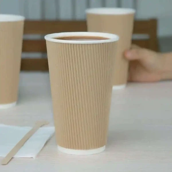 Fiesta Recyclable Coffee Cups Ripple Wall Kraft 455ml / 16oz (Pack of 500) - Image 4