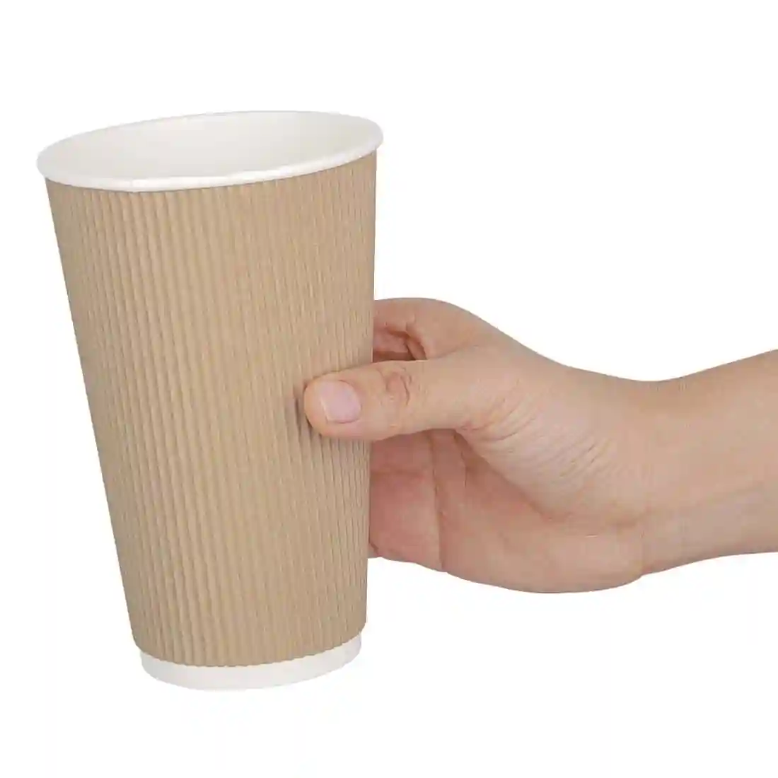 Fiesta Recyclable Coffee Cups Ripple Wall Kraft 455ml / 16oz (Pack of 25) - Image 3