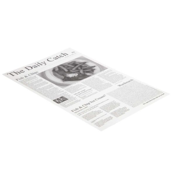 Greaseproof Paper Sheets Newspaper Print 270 x 420mm (Pack of 500) - Image 2