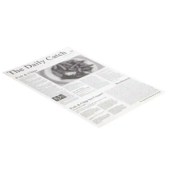 Greaseproof Paper Sheets Newspaper Print 270 x 420mm (Pack of 500) - Image 2