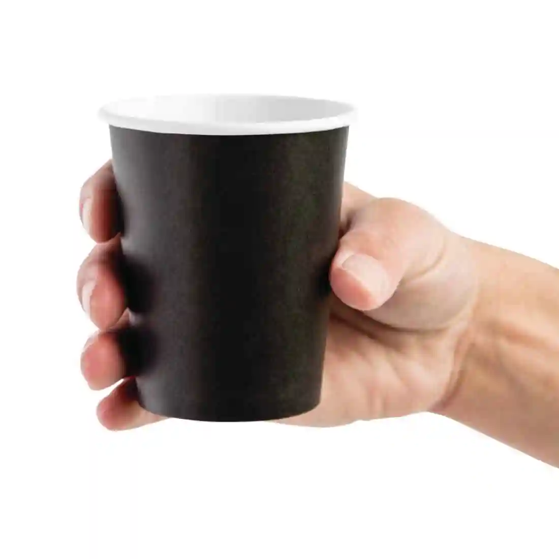 Fiesta Recyclable Coffee Cups Single Wall Black 225ml / 8oz (Pack of 1000) - Image 5