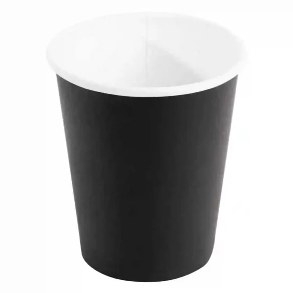 Fiesta Recyclable Coffee Cups Single Wall Black 225ml / 8oz (Pack of 50) - Image 1