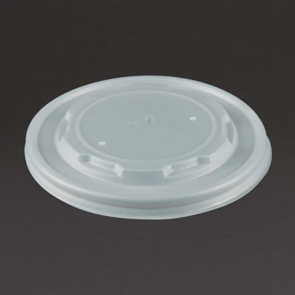 Vegware Compostable Hot Food Pot Flat Lids 350ml / 12oz and 455ml / 16oz (Pack of 500) - Image 2