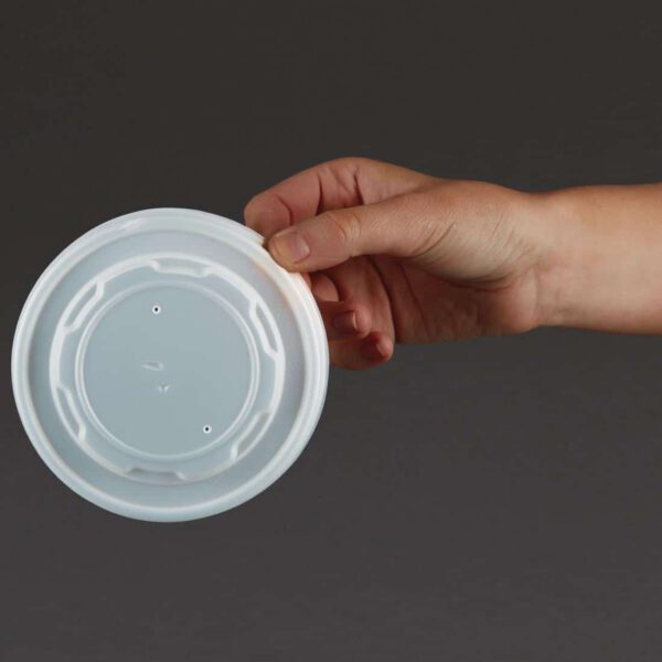 Vegware Compostable Hot Food Pot Flat Lids 350ml / 12oz and 455ml / 16oz (Pack of 500) - Image 4