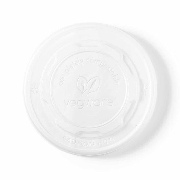 Vegware Compostable Hot Food Pot Flat Lids 350ml / 12oz and 455ml / 16oz (Pack of 500) - Image 6