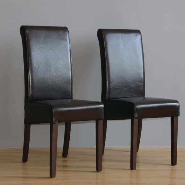 Bolero Curved Back Leather Chairs Dark Brown (Pack of 2) - Image 6