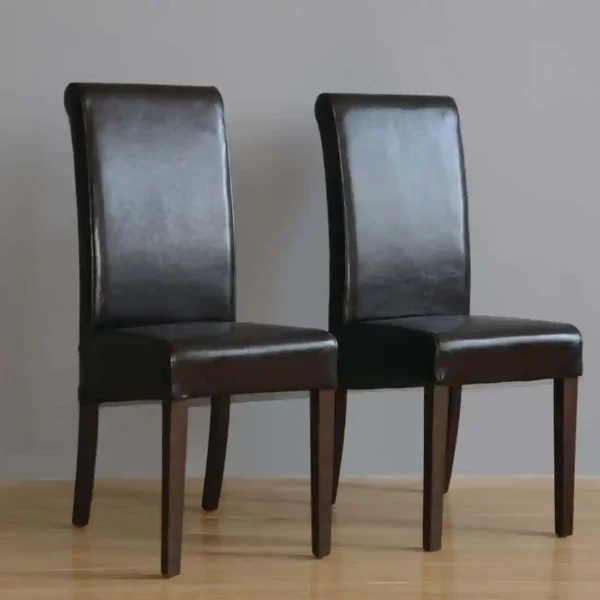 Bolero Curved Back Leather Chairs Dark Brown (Pack of 2) - Image 6