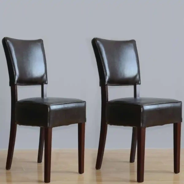 Bolero Chunky Faux Leather Chairs Dark Brown (Pack of 2) - Image 5