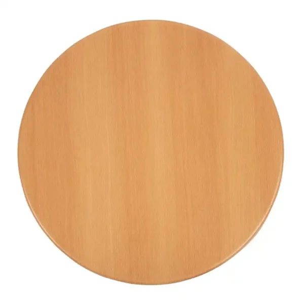 Bolero Pre-drilled Round Tabletop Beech Effect 600mm - Image 1