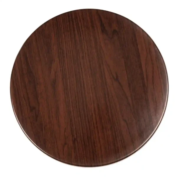 Bolero Pre-drilled Round Table Top Dark Brown 600mm - Image 1