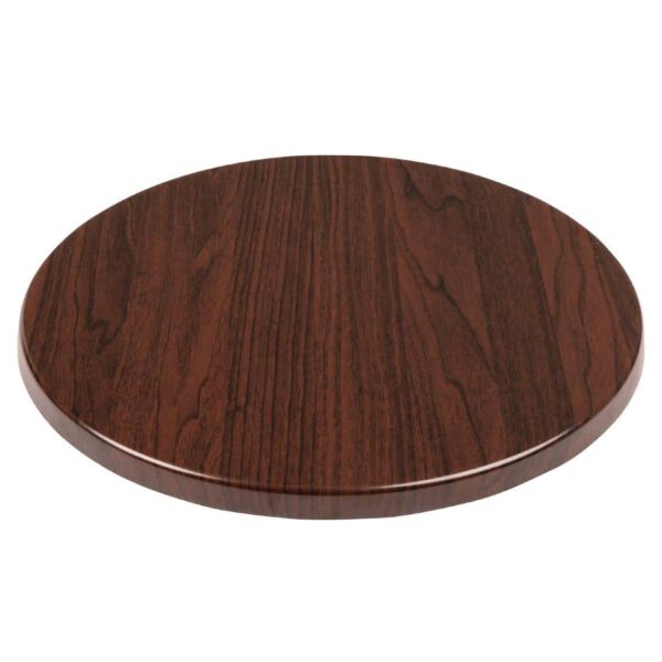 Bolero Pre-drilled Round Table Top Dark Brown 600mm - Image 2
