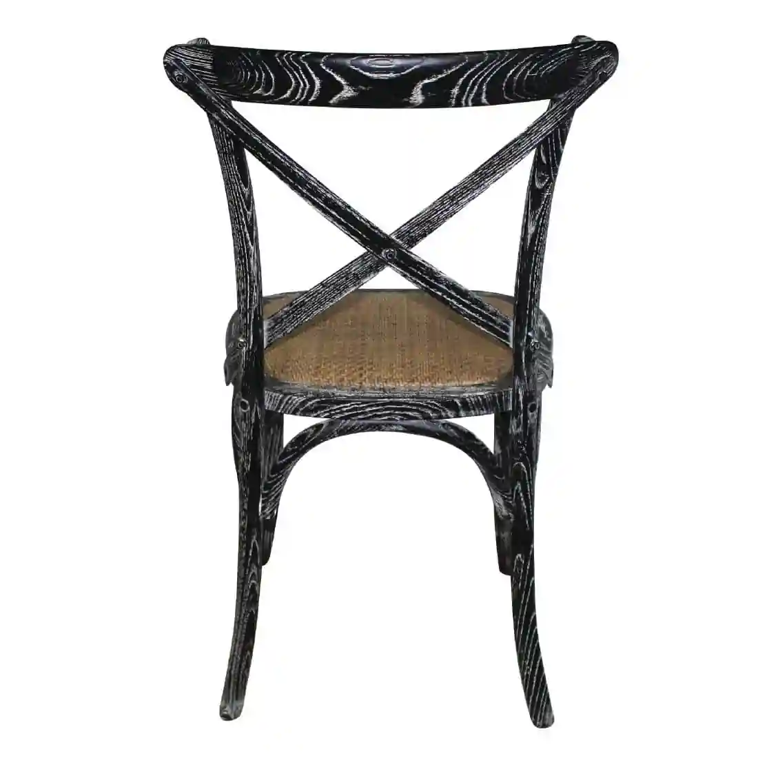 Bolero Wooden Dining Chair with Cross Backrest Black Wash Finish (Box 2) - Image 2