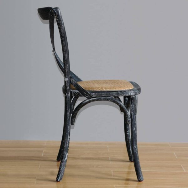 Bolero Wooden Dining Chair with Cross Backrest Black Wash Finish (Box 2) - Image 6