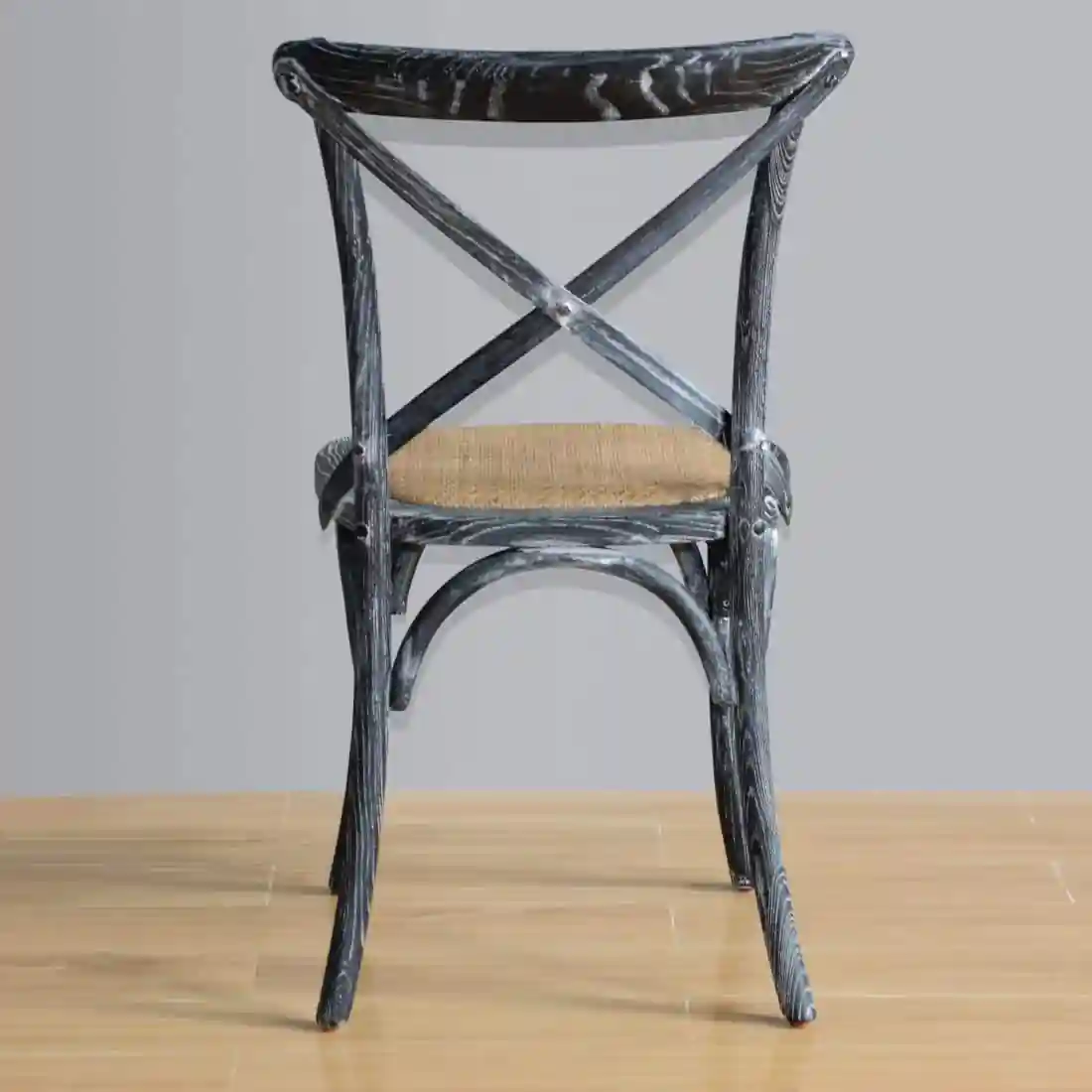 Bolero Wooden Dining Chair with Cross Backrest Black Wash Finish (Box 2) - Image 10